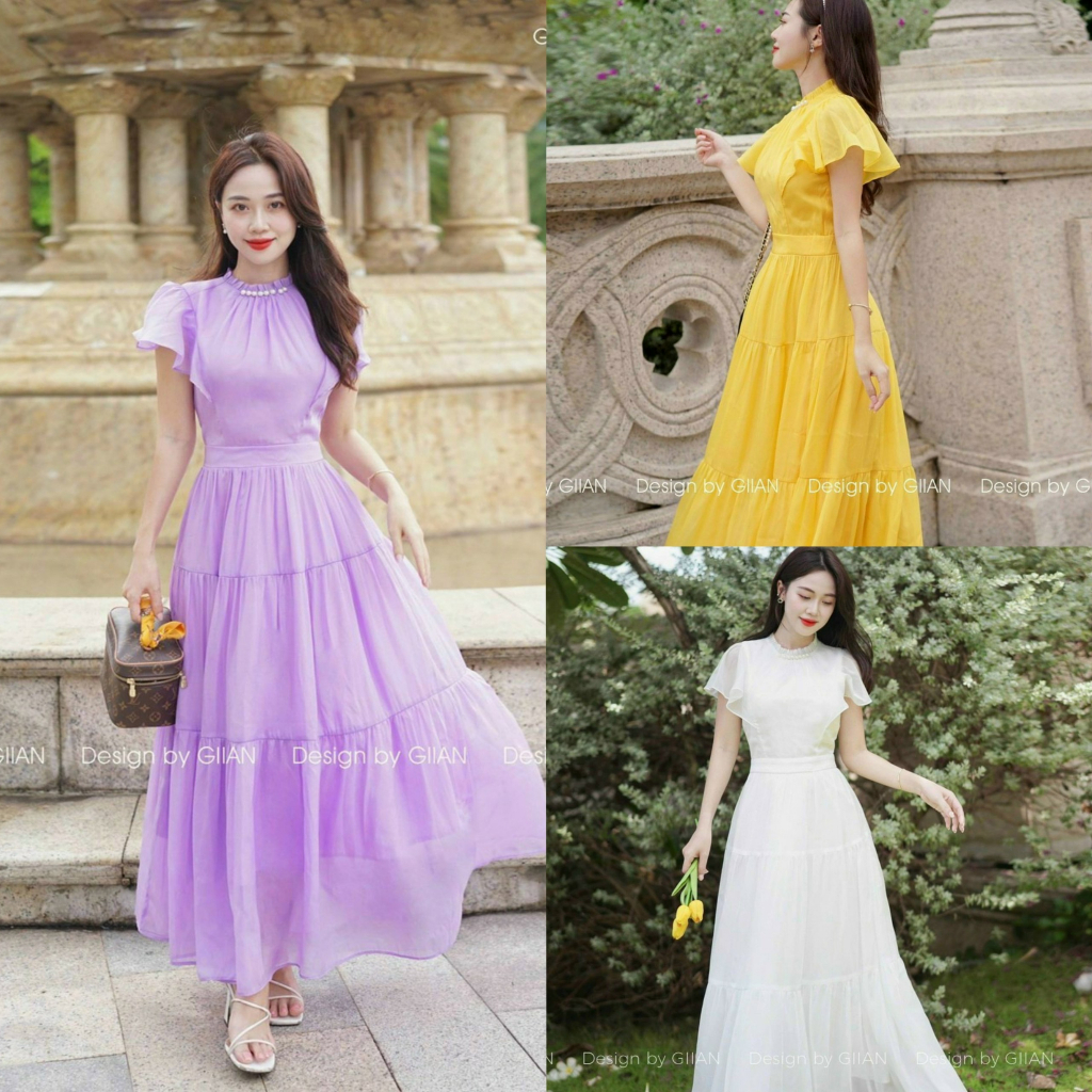 Đầm maxi voan chingfor 2 lớp cao cấp dài thướt tha xinh xắn cho nàng đi chơi, dạ hội, diện tiệc [890]