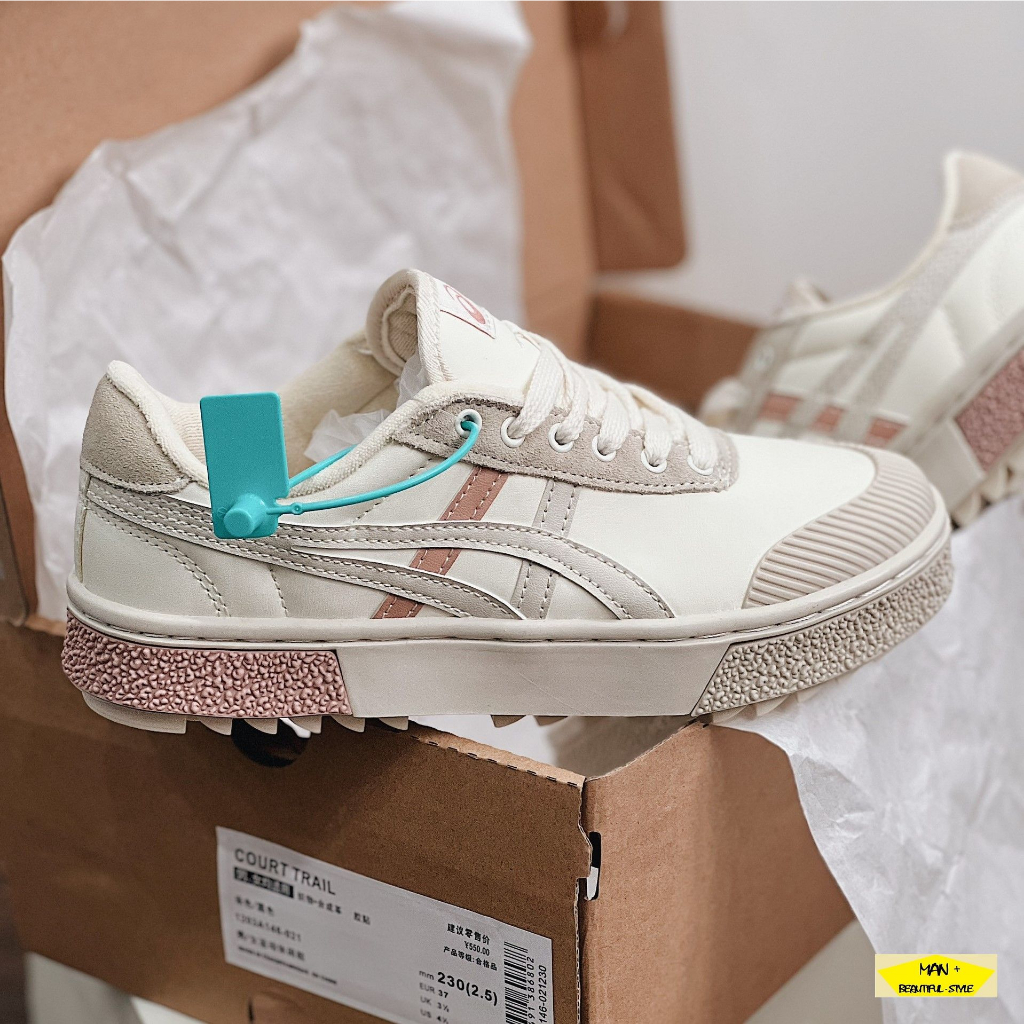 Giày Asics Court Trail Beige/Pink, Giày thể thao nữ đẹp, giày đi học cho học sinh, sinh viên cực hot 2023