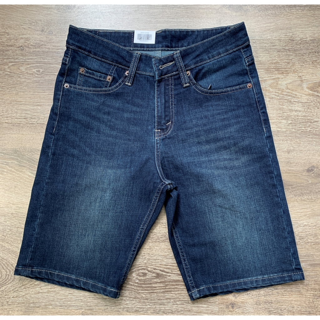 quần short jean nam co giãn màu xanh rêu ống suông Kazata