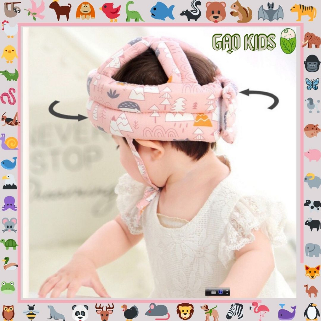 Mũ bảo hiểm bọt xốp bảo vệ đầu cho bé tập đi, tập bò chống va đập