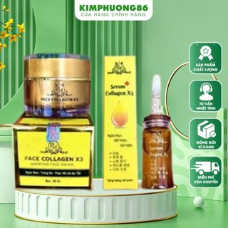 Combo serum collagen x3+kem face collagen X3 đông anh chính hãng