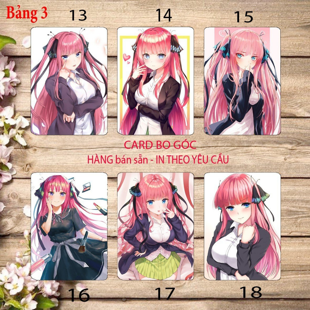 Card bo góc Nakano.Nino anime GoToubun no Hanayome - nhà có năm nàng tiên