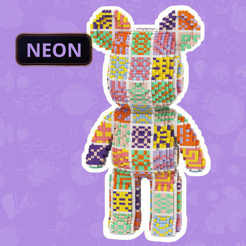 Mô hình lắp ráp lego bearbrick 46cm NEON đồ chơi lắp ráp hình thú dành cho bé trai bé gái dễ thương