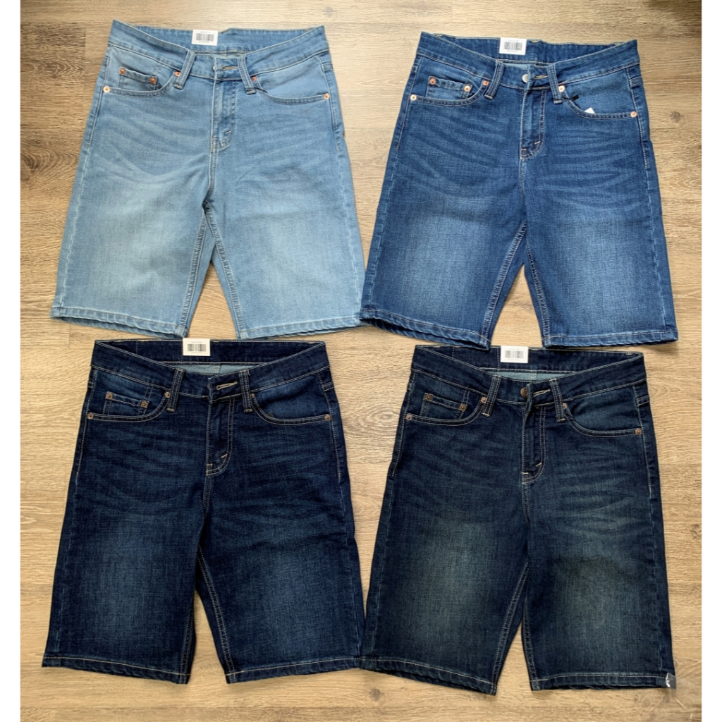 quần short jean nam co giãn 4 màu xanh rêu xanh đậm xanh trung xanh sáng ống suông Kazata