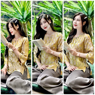 Bộ đồ lam đi chùa cao cấp chéo buộc nơ thiết kế độc quyền mới nhất hiện nay