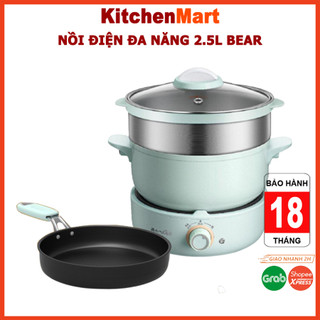Nồi điện đa năng Bear 2.5L size 20cm (có chảo và xửng hấp Inox)cấp – KitchenMart hàng chính hãng bảo hành 6-18 tháng