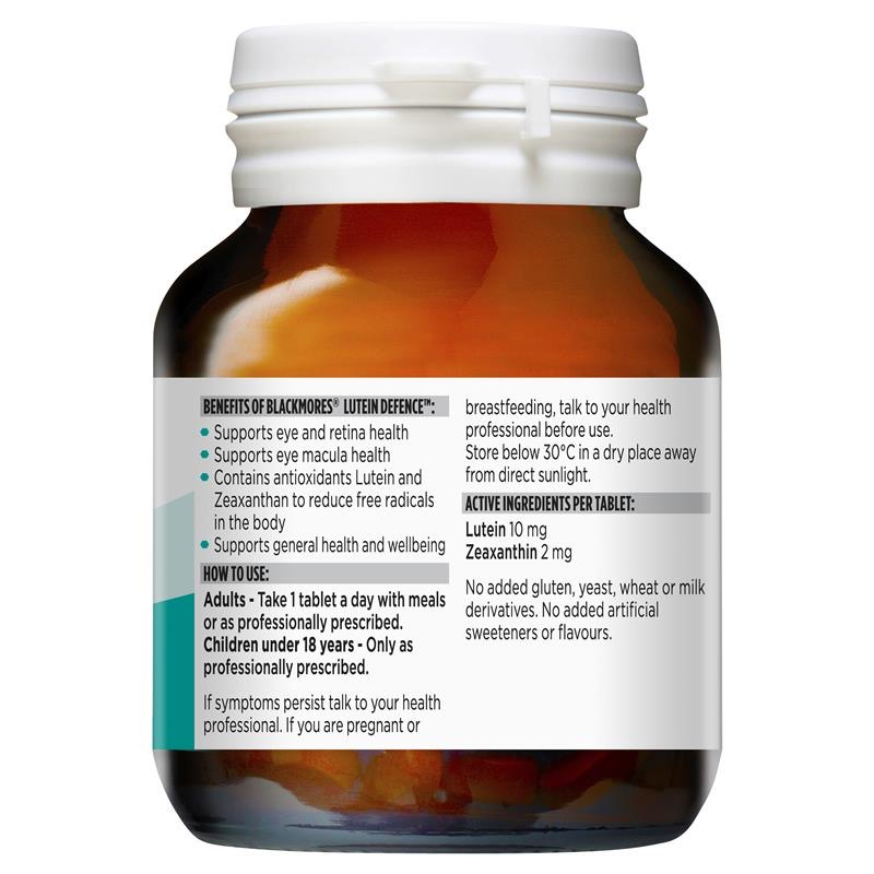 Viên uống bổ mắt Lutein Defence Blackmores 60 viên - giảm thiểu nhức mỏi mắt, cải thiện độ cận mắt, bảo vệ mắt