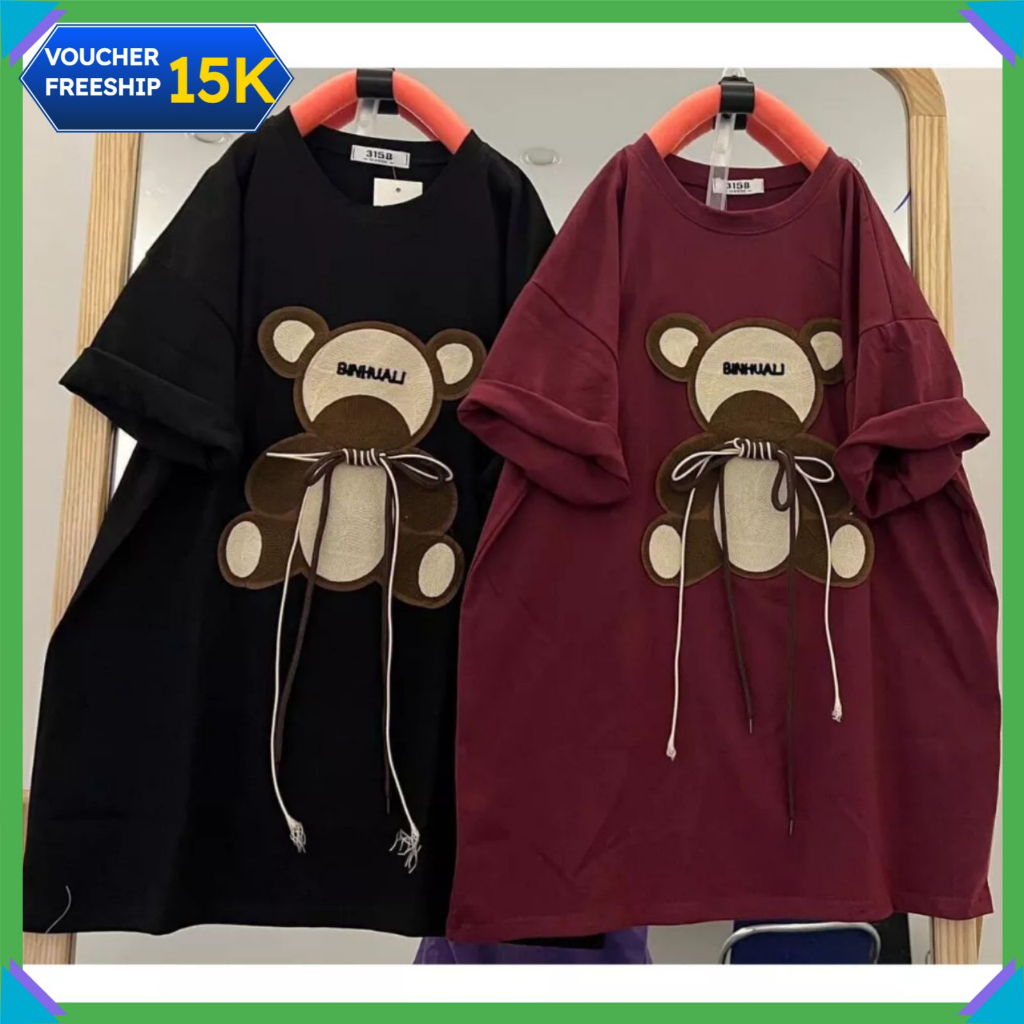 Áo thun nữ nam tay lỡ form rộng Thỏ Đội Mũ Thêu Oversize Unisex chất cotton siêu đẹp vải dày dặn | BigBuy360 - bigbuy360.vn