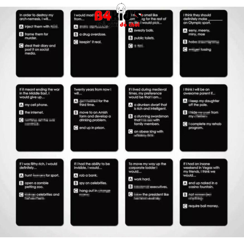 Trò chơi thẻ bài Disturbed friends 380 lá siêu bựa từ 4 đến 10 người chơi giành cho bửa tiệc vui nhộn B4KIDS