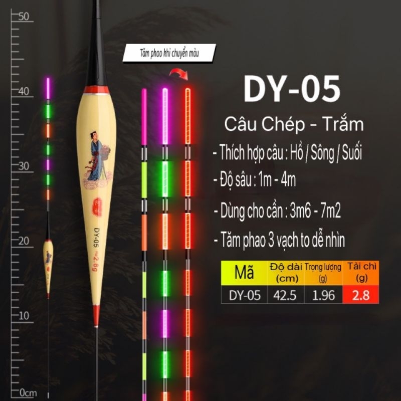 Phao Cỏ Điện Bát Tiên- Cảm ứng đổi màu, tàng hình khi xuống nước.