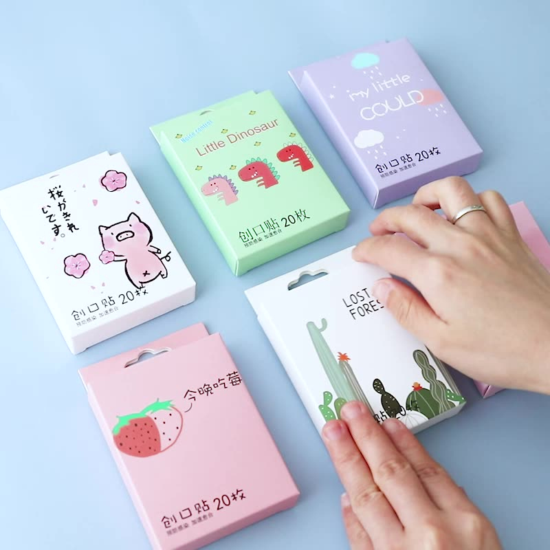 Hộp 20 chiếc băng dán cá nhân không thấm nước hoạt hình dễ thương cho trẻ em tiện lợi và an toàn