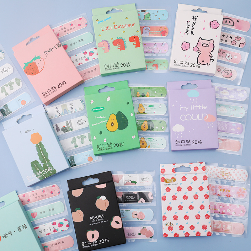 Hộp 20 chiếc băng dán cá nhân không thấm nước hoạt hình dễ thương cho trẻ em tiện lợi và an toàn