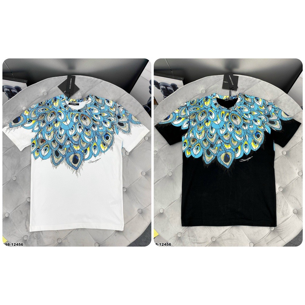 Áo Phông Nam Nữ In Họa Tiết Cánh Công Quanh Cổ. Áo Cộc Tay Siêu Cấp Chất Liệu Cotton Thấm Hút Mô Hôi 2023