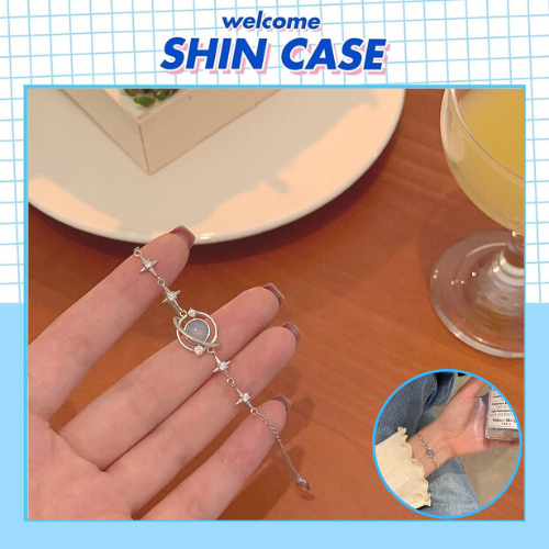 Vòng đeo tay mạ bạc hình hành tinh xanh màu nước biển dễ thương cá tính phong cách Hàn Quốc cực xinh L10