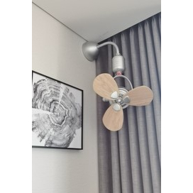 Quạt treo trần đảo gắn tường nghệ thuật FINO cánh gỗ sang trọng không gian showroom căn hộ penthouse trang trí cafe sảnh