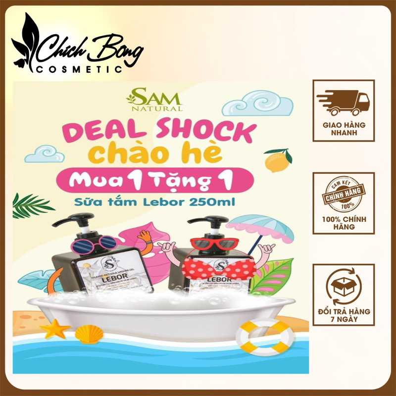 MUA 1 TẶNG 1 sua tắm thư giãn chống cảm Lebor Sam Natural - 100% từ thiên nhiên, Làm sạch da, làm mềm da cho bé