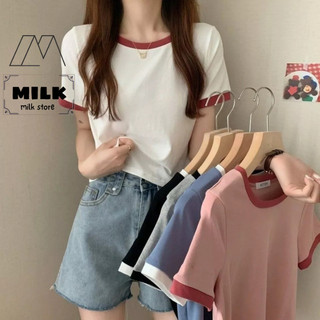(SẴN) Áo Thun Nữ Ngắn Tay dáng croptop,Cổ Tròn hoạ tiết trơn chất vải mỏng mát Phong Cách Hàn Quốc
