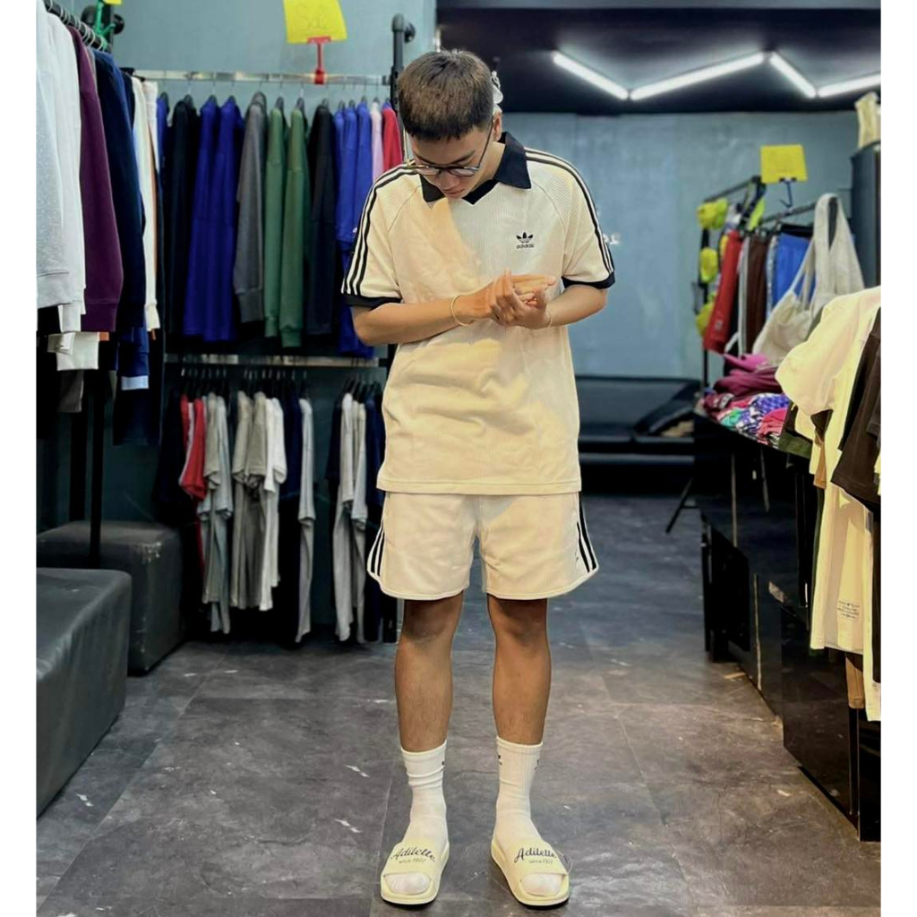 Áo Polo Chính Hãng Adidas Classics Waffle Kem Shop Xám Store