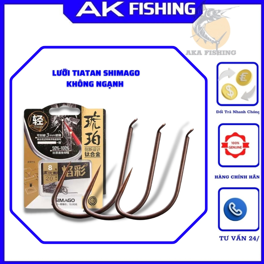 Lưỡi Câu cá SIMAGO titan không ngạnh nhật bản chính hãng cao cấp lưỡi câu đài câu rô và chép diếc AKA FISHING