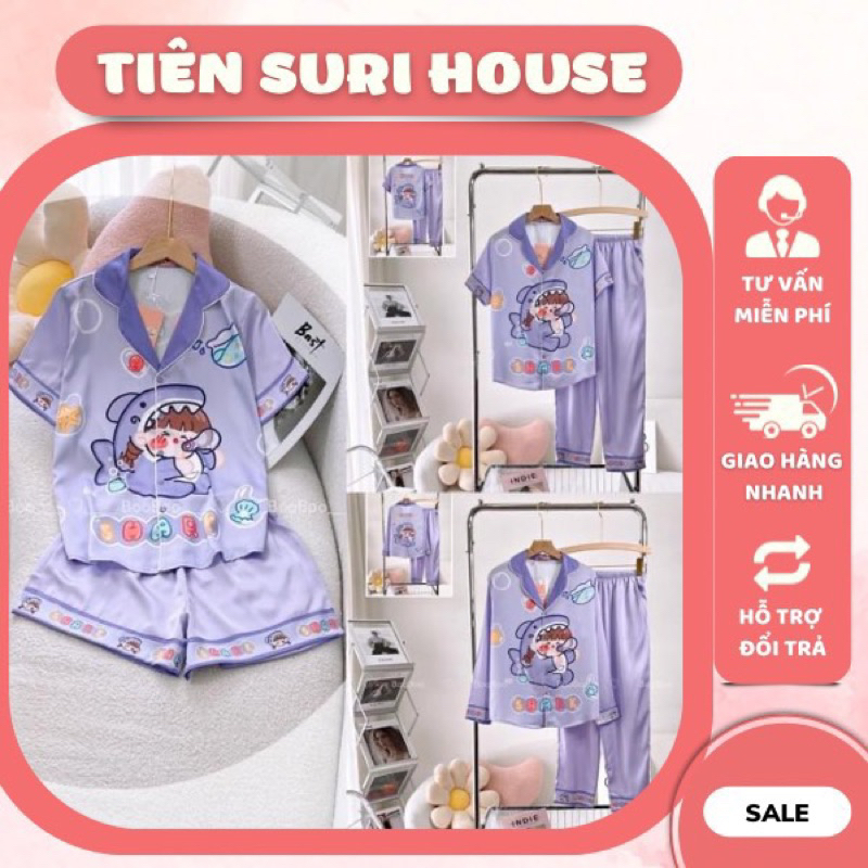 Pyjama Lụa Latin Thiết Kế Cao Cấp Booboo Tím- Tiên Suri House