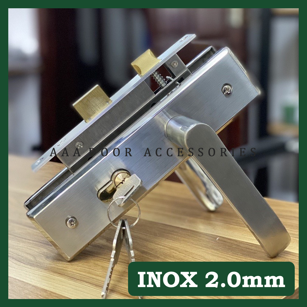 Khoá tay gạt inox 304 cửa phòng dài 20cm - dày 2.0mm 2 nấc