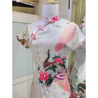 Sườn xám lụa satin cao cấp 1