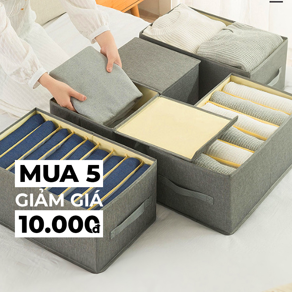 Hộp Vải Chia Ngăn Đựng Quần Áo Túi Giỏ Vải Chia 11,12 Ngăn Đựng Áo Sơ Mi Quần Jean Sắp Xếp Gọn Gàng Dễ Tìm BowiuHome