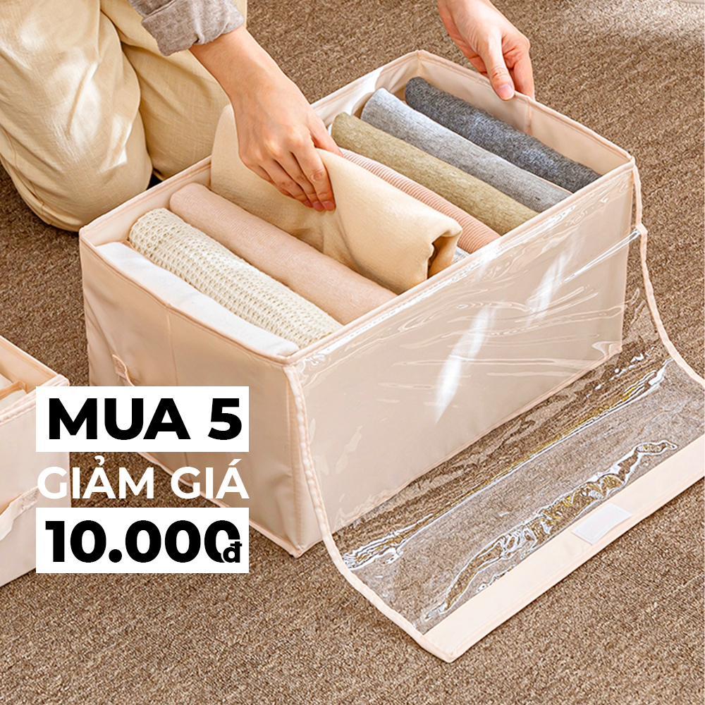 Hộp Vải Đựng Quần Áo Chia Ngăn Khay Túi Vải Chia 9,12 Ngăn Có Nắp Đựng Quần Jean Áo Sơ Mi Sắp Xếp Gọn Gàng BowiuHome