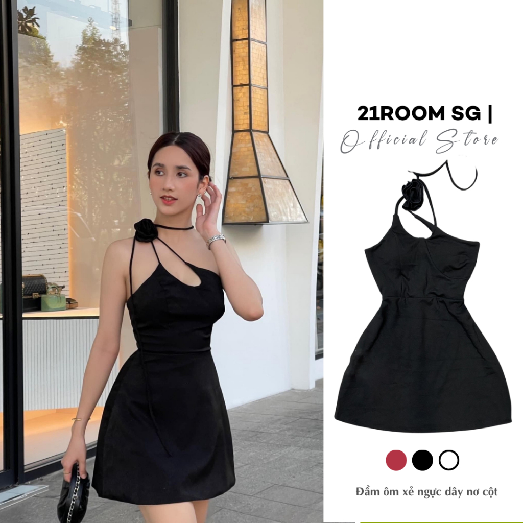D29 Đầm Midi Nữ Dáng Xòe Cột Nơ Cổ Dày Dặn, Đầm Dự Tiệc Phong Cách Bánh Bèo Tiểu Thư Sang Chảnh Tôn Dáng 21Room