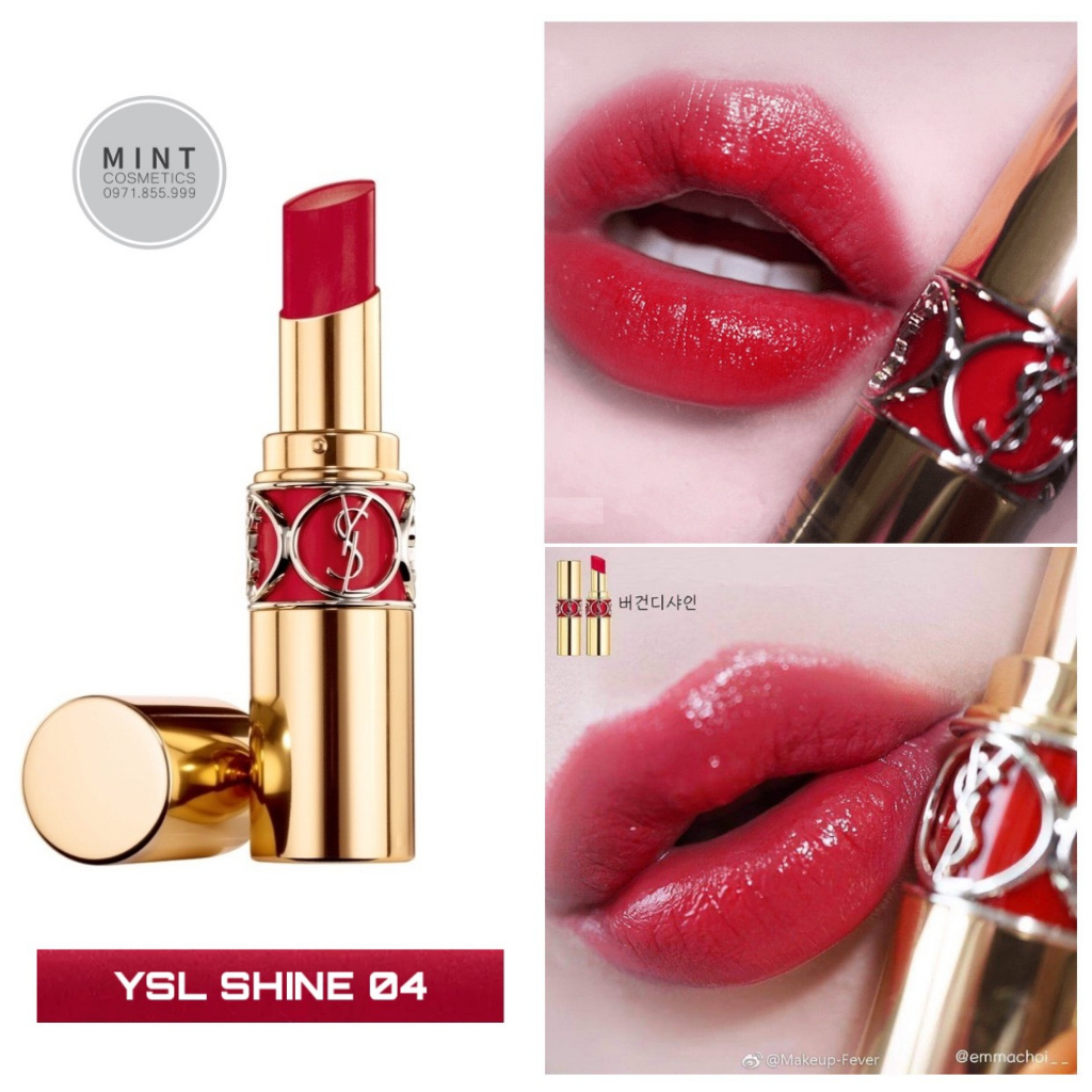 Son YSL Shine Rouge Voulupte Shine 80 Chili Tunique full size 3.2G, Son dưỡng YSL có màu Hàng Chính Hãng