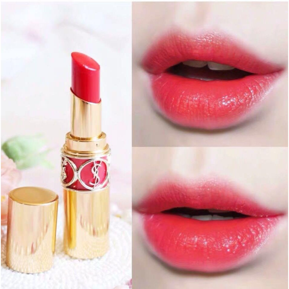 Son YSL Shine Rouge Voulupte Shine 80 Chili Tunique full size 3.2G, Son dưỡng YSL có màu Hàng Chính Hãng