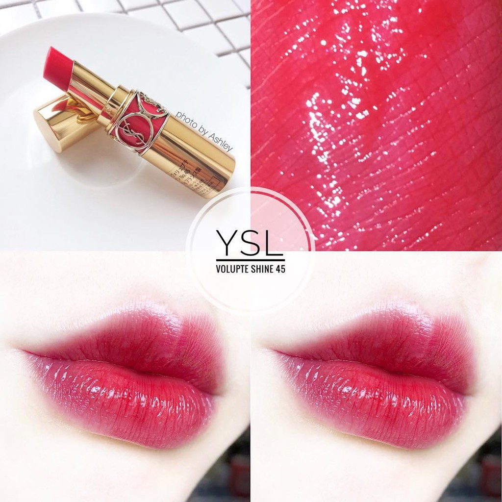 Son YSL Shine Rouge Voulupte Shine 80 Chili Tunique full size 3.2G, Son dưỡng YSL có màu Hàng Chính Hãng