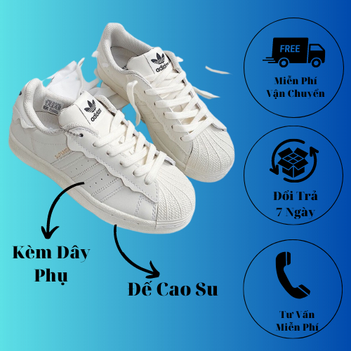 Giày Giày Adidas Superstar, Giày Thể Thao Adidas Mũi Sò Bản Đẹp Kèm Dây Phụ Hot 2022