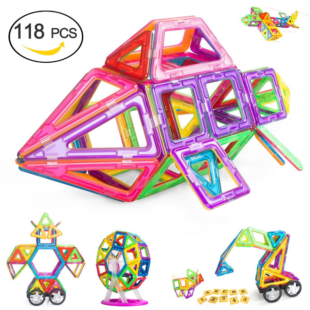 Đồ chơi xếp hình nam châm 115 chi tiết, đồ chơi phát triển trí tuệ cho bé