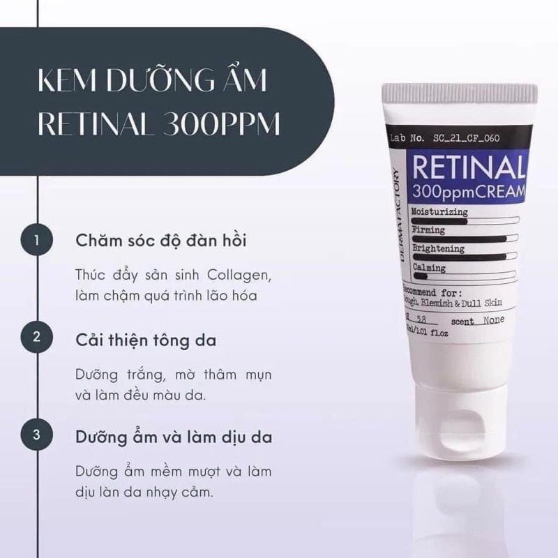 Kem dưỡng đêm chống lão hóa Derma Factory Retinal 300ppm CREAM