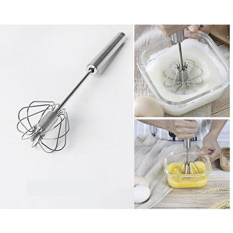 Cây Đánh Trứng Inox Có Trục Xoay Tự Động Nhỏ Gọn Tiện Dụng ( Dài 25cm)