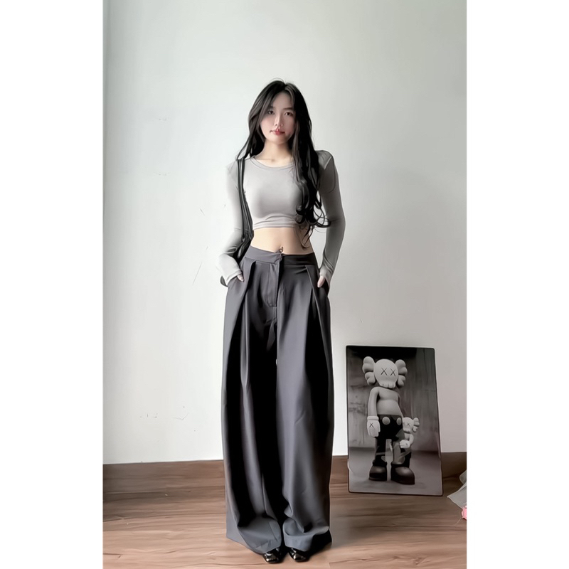 | HÌNH THẬT ĐỘC QUYỀN CUBEDLEMON | Quần ống siêu rộng ulzzang ly lệch phần lưng | BigBuy360 - bigbuy360.vn