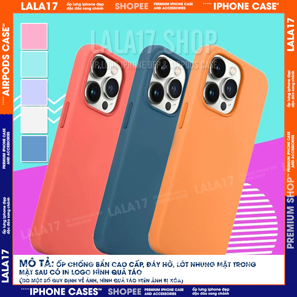 Ốp lưng iphone Ốp chống mực bút bẩn CAO CẤP Lót nhung hở đáy màu đẹp Hàn Quốc - LALA17