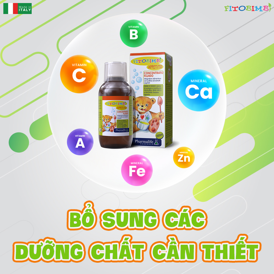 Pharmalife Fitobimbi APPETITO Siro ăn ngon 3 tác động, Chai 200ml
