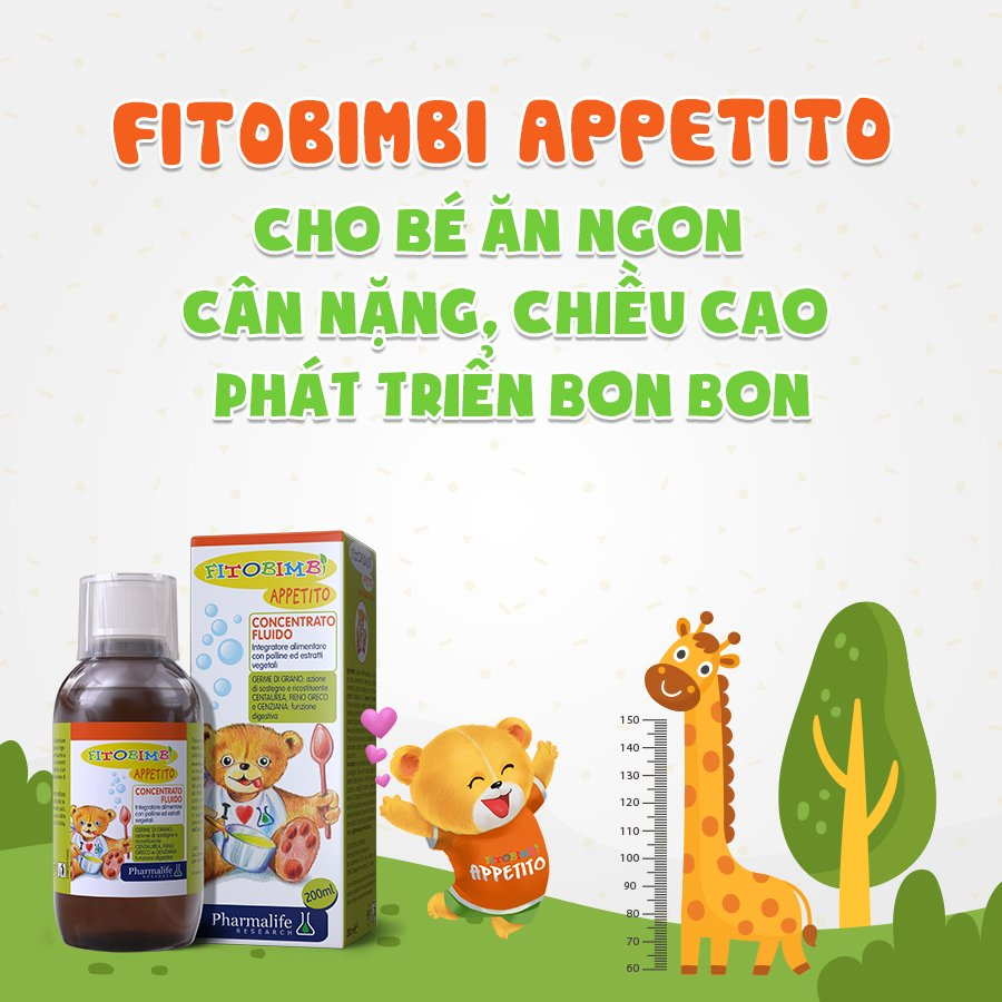 Pharmalife Fitobimbi APPETITO Siro ăn ngon 3 tác động, Chai 200ml