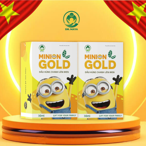 Tinh dầu húng chanh Minion gold, Hỗ trợ giảm ho, Cảm cúm, Sốt, Tăng đề kháng cho bé với Húng chanh lên men - Lọ 30ml