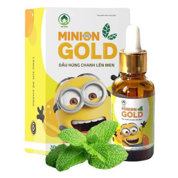 Tinh dầu húng chanh Minion gold, Hỗ trợ giảm ho, Cảm cúm, Sốt, Tăng đề kháng cho bé với Húng chanh lên men - Lọ 30ml