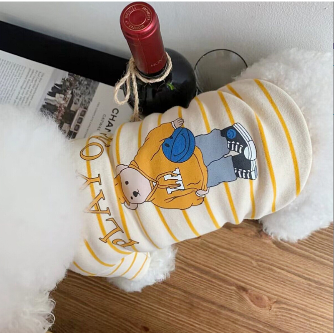 ÁO THUN GẤU BÓNG CHÀY KẺ SỌC DỄ THƯƠNG MÁT MẺ MÙA HÈ CHO THÚ CƯNG