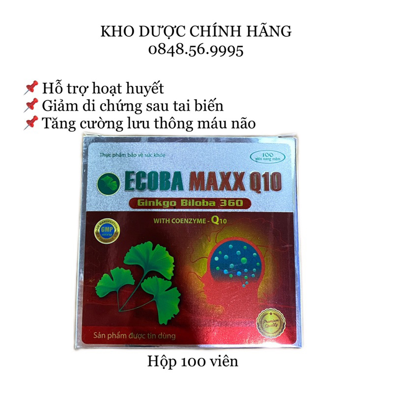 Ginkgo Biloba 360 - HOẠT HUYẾT DƯỠNG NÃO Ecoba Maxx Q10 VIÊN NANG BỔ NÃO, tăng cường trí nhớ