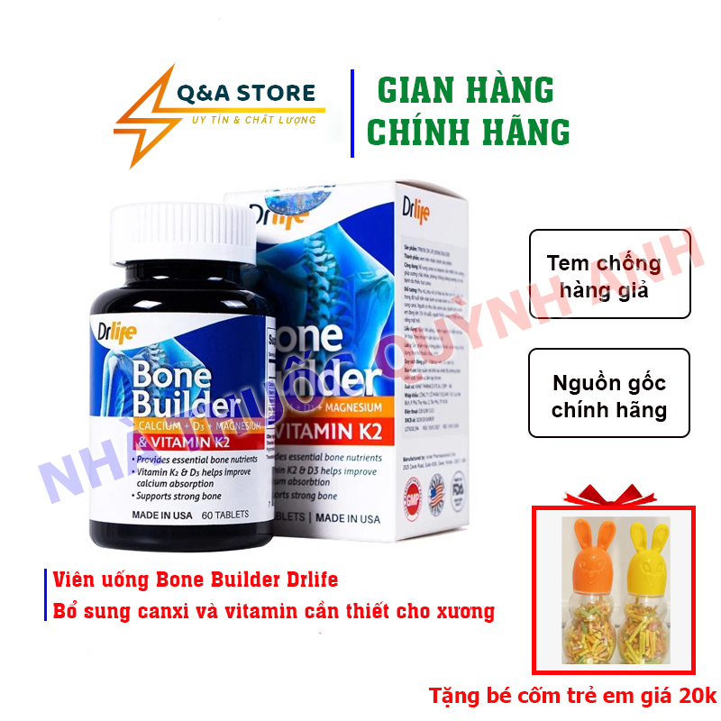 Viên uống Bone Builder Drlife bổ sung canxi và vitamin cần thiết cho xương (60 viên)