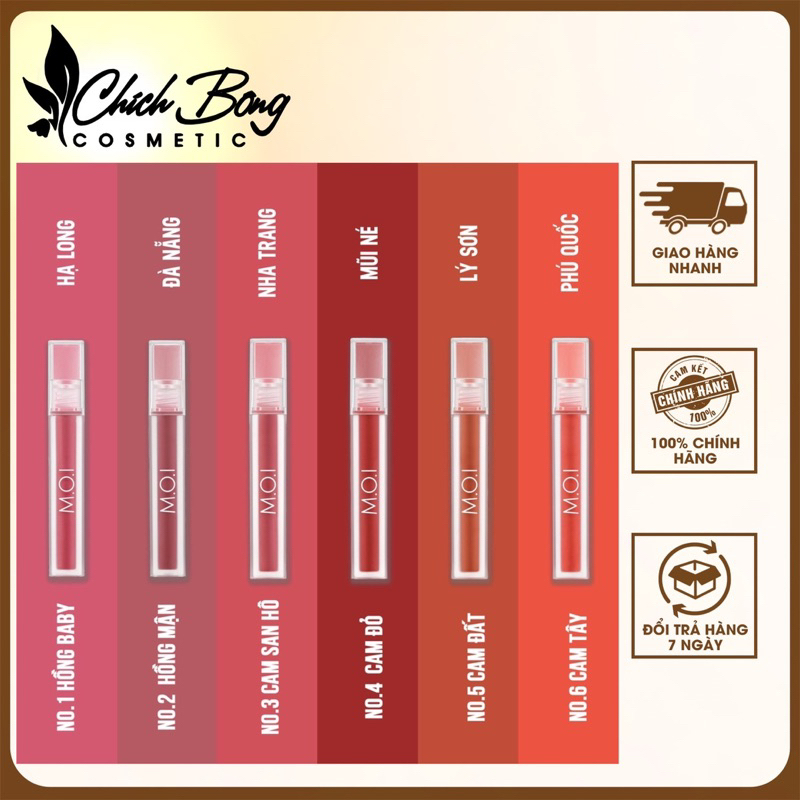 Son Nhung Lì SGIRLS BY M.O.I - Son kem bền màu, dưỡng mềm môi, lâu trôi MOI cosmetics - Son Hồ Ngọc Hà 3.5g