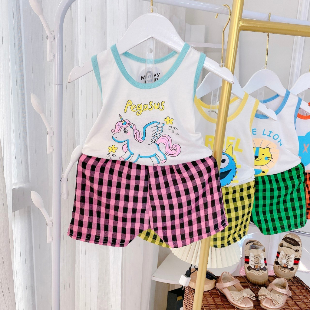 Bộ ba lỗ bé trai , bộ ba lỗ bé gái chất thun lạnh từ sơ sinh đến 16kg - JKIDS