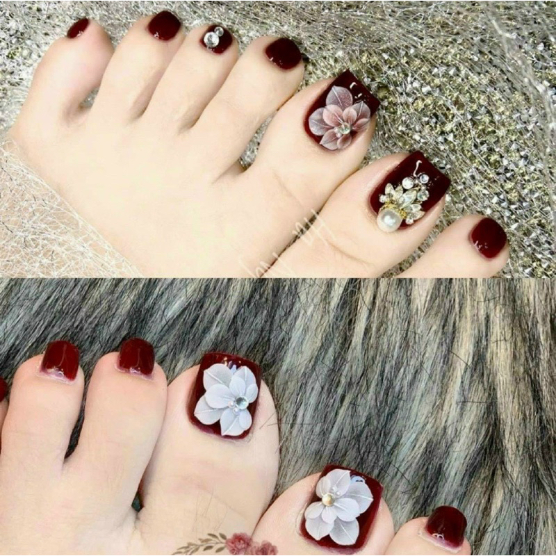 Hoa bột 100b trắng ôm móng tay chân