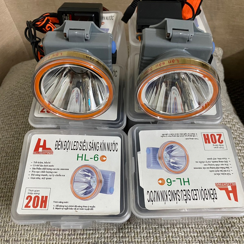 Đèn pin sạc đội đầu lặn sâu 50m.siêu sáng với 3 chế độ sáng HL6