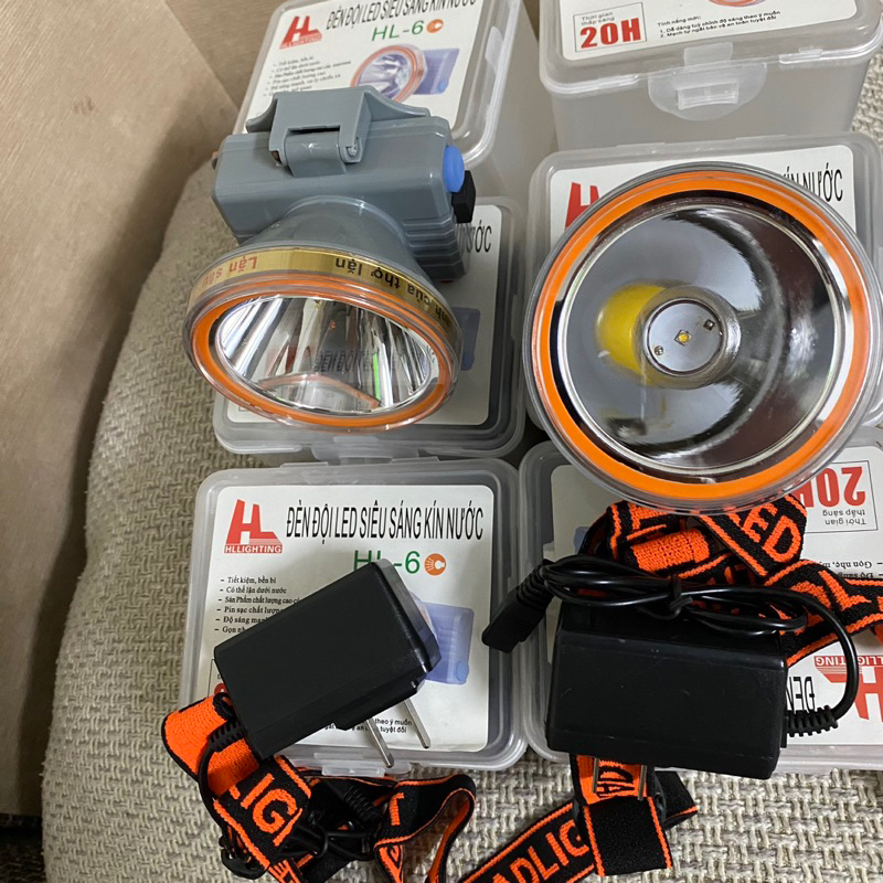 Đèn pin sạc đội đầu lặn sâu 50m.siêu sáng với 3 chế độ sáng HL6